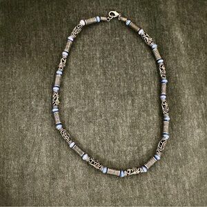 Vintage Lapis Silver Tone Necklace-bought in Middle East